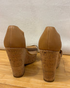 See by Chloé Metallic Gold Leather Cork Wedge Sandals Size 38 — 02 back