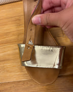 See by Chloé Metallic Gold Leather Cork Wedge Sandals Size 38 — 05 detail 3