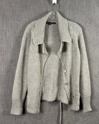 La reine de la bohème Light Gray Mohair-Blend Tie-Back Cardigan Size XL — 01 front
