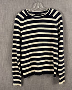 J.Crew Navy and Cream Striped Wool Sweater Size L — 01 front