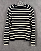 J.Crew Navy and Cream Striped Wool Sweater Size L — 02 back