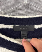 J.Crew Navy and Cream Striped Wool Sweater Size L — 03 tag