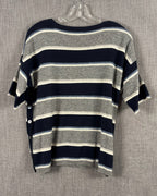 Autumn Cashmere Navy and Gray Striped Cashmere Top Size S — 02 back