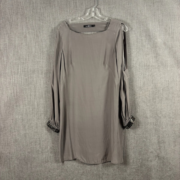 Alice & Trixie Taupe Beaded-Cuff Dress Size S — 01 front