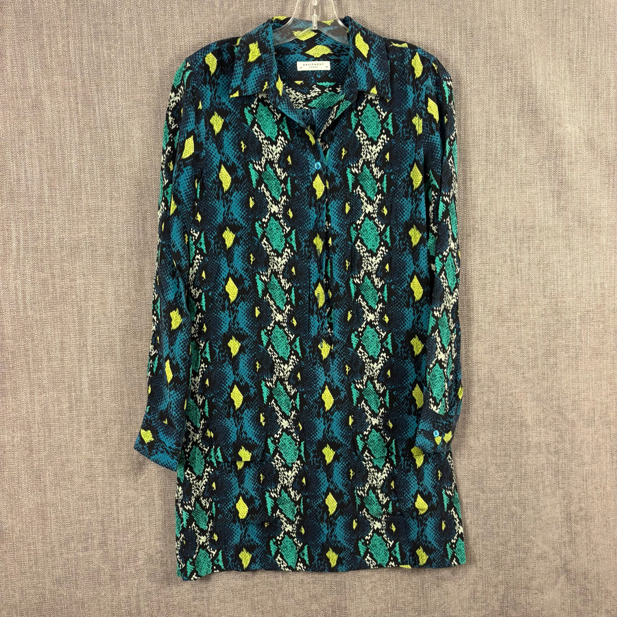 Equipment Femme Blue and Green Print Dress Size XS (TP) — 01 front