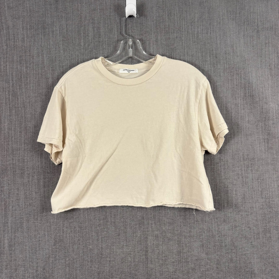 perfectwhitetee Cream Cropped Top Size O-S — 01 front