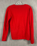 White + Warren Red V-Neck Cashmere Sweater Size L — 02 back