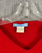 White + Warren Red V-Neck Cashmere Sweater Size L — 03 tag