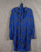 Diane von Furstenberg Blue Print Shirt Dress 718155-011 Size 2 — 01 front
