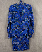 Diane von Furstenberg Blue Print Shirt Dress 718155-011 Size 2 — 02 back