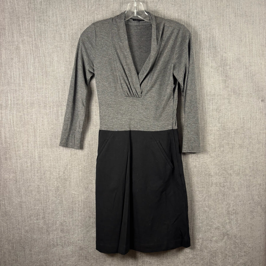 Theory Gray and Black Colorblock Dress Size 2 — 01 front