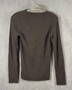 Tory Burch Brown Cashmere Sweater with Spotted Collar Size S — 02 back