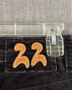 Navy Side-Button Velvet Pants (Brand Unconfirmed) — 06 tag