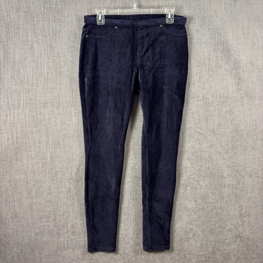HUE Navy Velvet Pants Size L — 01 front