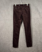 AG Adriano Goldschmied Burgundy Corduroy The Legging Super Skinny — 01 front