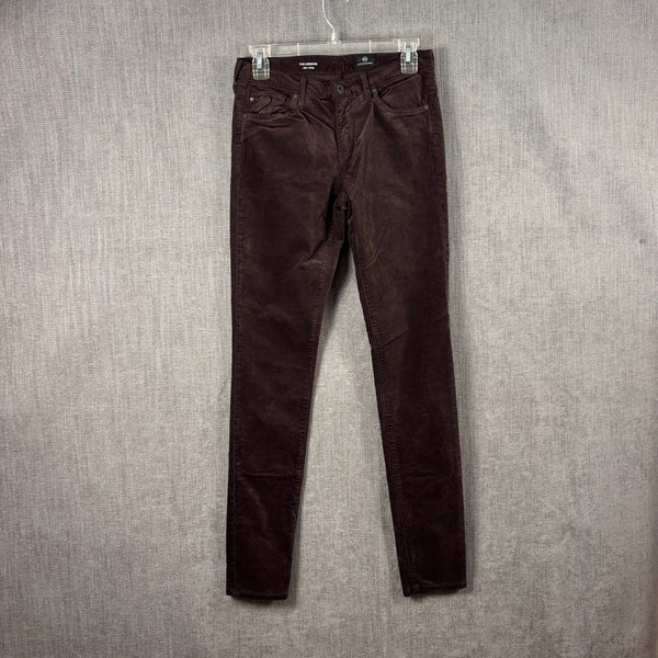 AG Adriano Goldschmied Burgundy Corduroy The Legging Super Skinny — 01 front