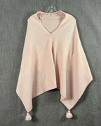 Pink 95% Wool and 5% Cashmere Tassel Poncho (Brand Unconfirmed) One Size — 01 front