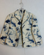 Dianne Keessee Blue Crane Print Blazer — 01 front