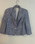 Navy Geometric Print Blazer — 02 front 2