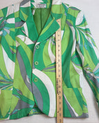 Averardo Bessi Green Abstract Print Jacket Size USA 14 (IT 48) — 02 front 2