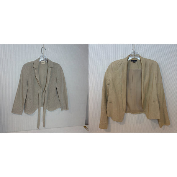 Mixed pure DKNY and Vince Beige Linen Blazers Size 8 (Vince blazer) — 01 both included items, front
