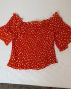 L'AGENCE Bardot Polka Dot Silk Blouse Size S-P — 02 back