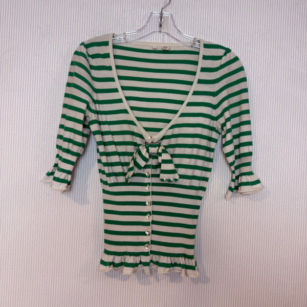 MOTH Green Striped Cardigan — 01 front