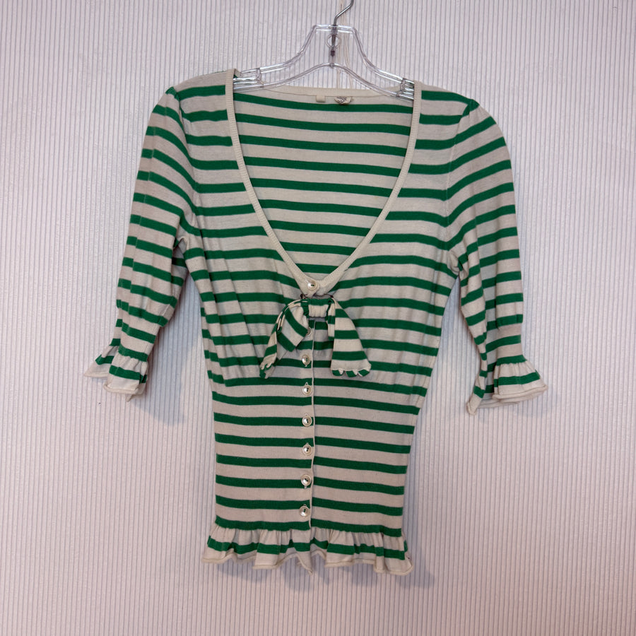 MOTH Green Striped Cardigan — 01 front