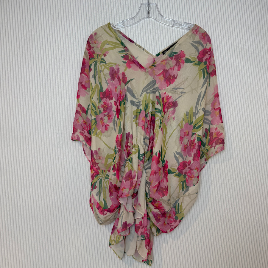 Stigat and Janes Pink Floral Draped Blouse Size S — 01 front