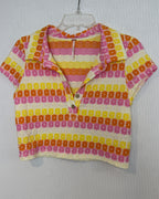 Urban Outfitters Orange Pink Striped Blouse — 01 front