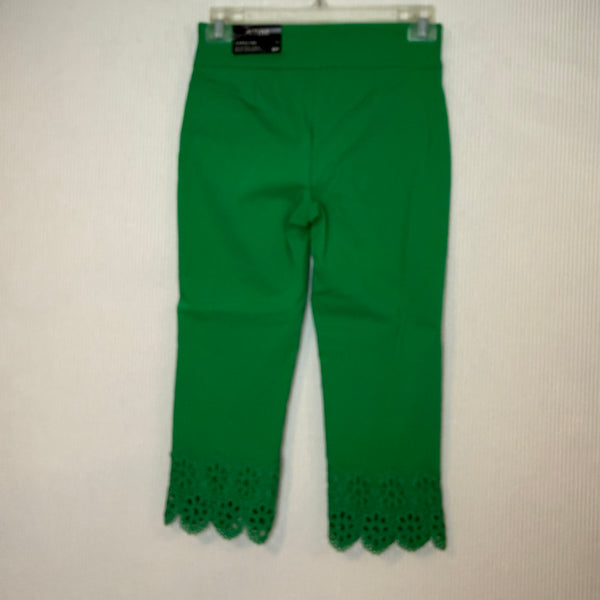 Attyre Green Eyelet Cropped Pants Size 6P — 01 front