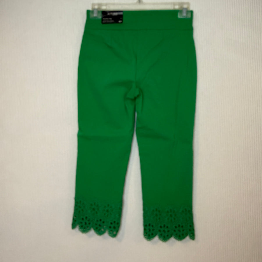 Attyre Green Eyelet Cropped Pants Size 6P — 01 front
