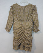 Avantlook Brown Gingham Ruched Dress — 02 front 2