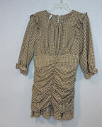 Avantlook Brown Gingham Ruched Dress — 03 back