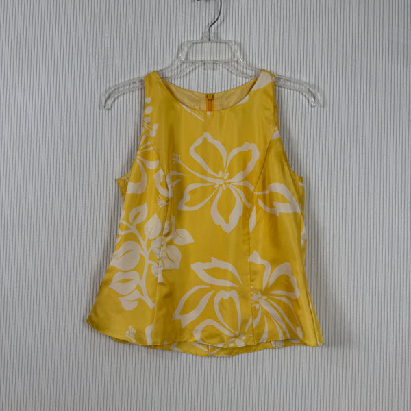 Yellow Floral Sleeveless Top — 01 front