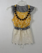 Yellow Gray Statement Necklace Dress — 01 front