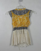 Yellow Gray Statement Necklace Dress — 02 back