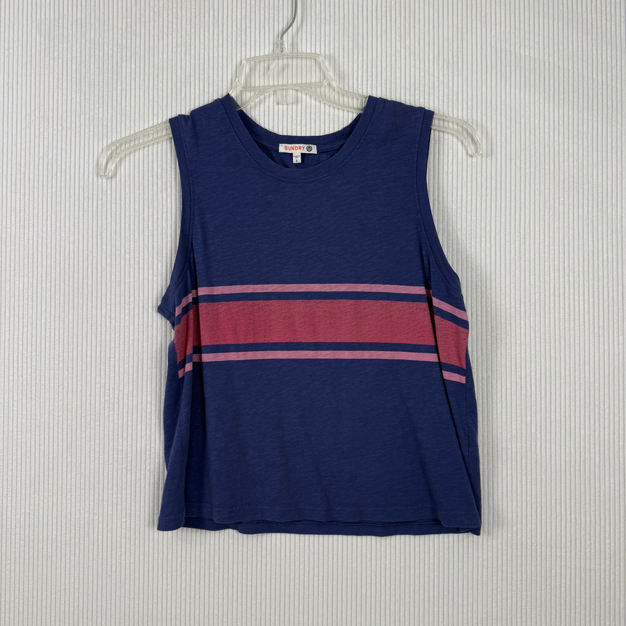 Sundry Navy Striped Sleeveless Top Size 2 — 01 front
