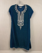Sulu Blue Green Embroidered Dress — 01 front