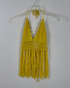 Yellow Fringe Halter Top — 01 front