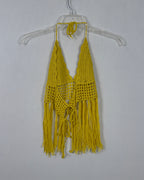 Yellow Fringe Halter Top — 02 back