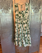 Cara Cara Claire Dress in Olive Hanging Orchids Size 10 — 01 front
