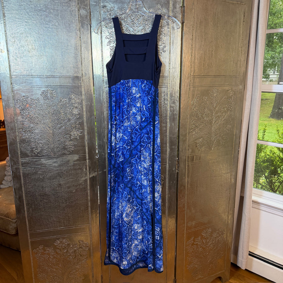 Alice + Trixie Blue Lace Maxi Dress — 01 front
