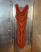 Rust Orange Ruched Dress — 01 front