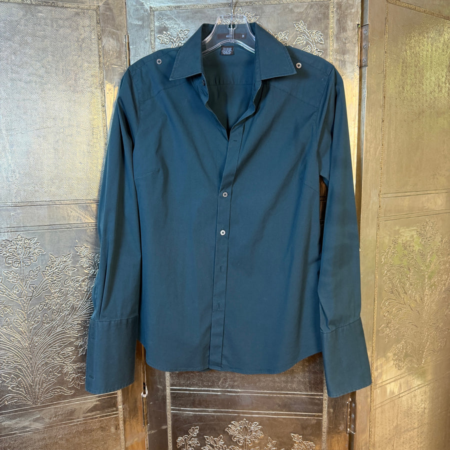 Alara Teal Button Blouse — 01 front