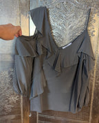 Bailey 44 Gray Ruffled Sleeveless Top Size Small — 01 front