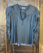 Ulla Johnson Lissa Blouse in Slate Blue — 01 front