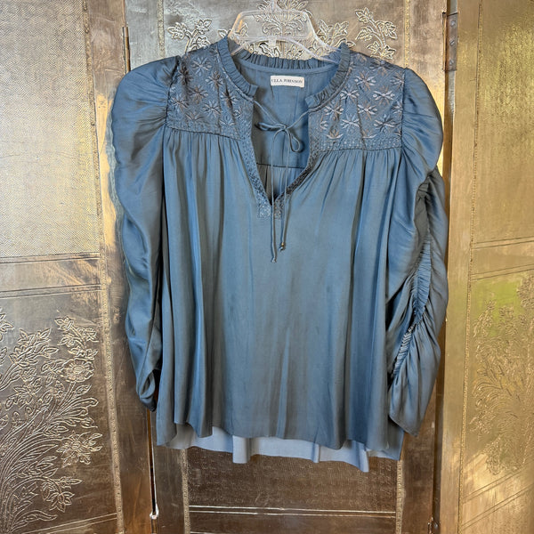 Ulla Johnson Lissa Blouse in Slate Blue — 01 front