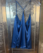 L'AGENCE Blue Silk Lace Camisole — 02 front 2