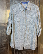 Bailey 44 Light Blue Floral Blouse Size L — 02 back